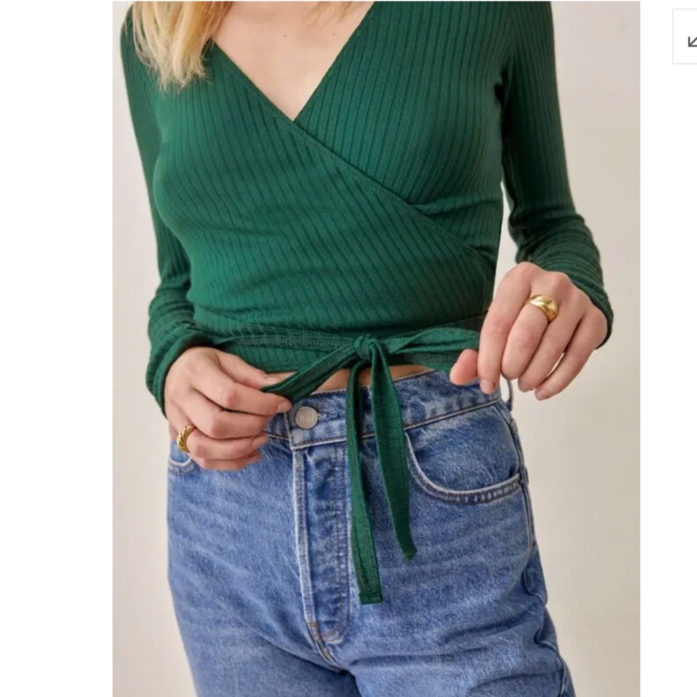 Reformation green wrap top